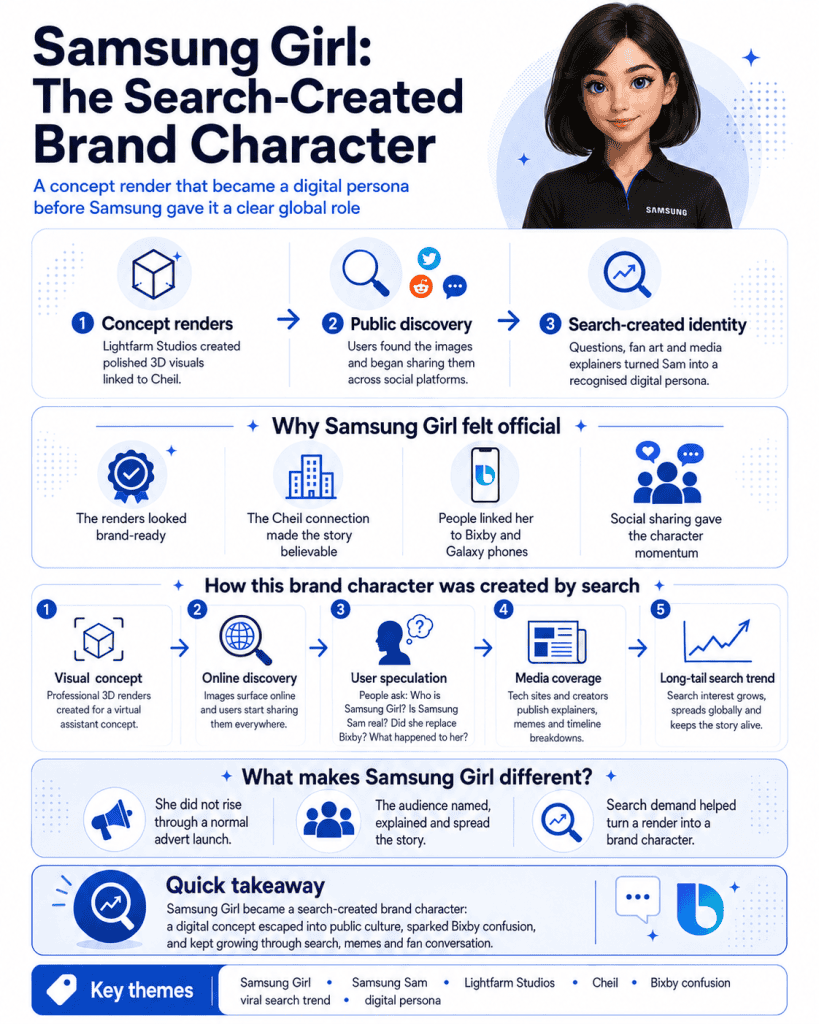 Samsung Girl as a search-created brand character